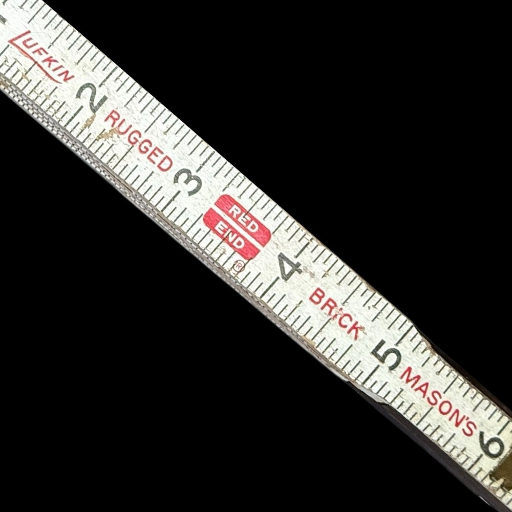 Lufkin 6' Wood Folding Brick Mason's Rule Measure 72" Brass Joints Red End